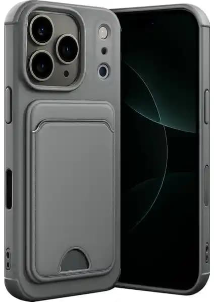 Apple iPhone 17 Pro Max için Şık ve Koruyucu Silikon Kılıf Kartlı Tasarım