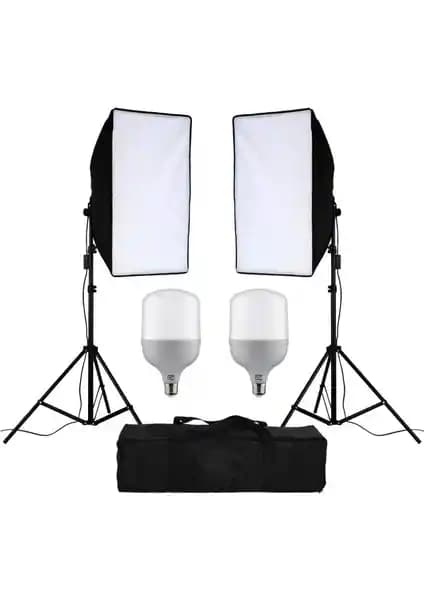 Cazip Shop Video Softbox Sabit Işık Seti Profesyonel ve Amatör Kullanım İçin Uygun Çekim Çözümü