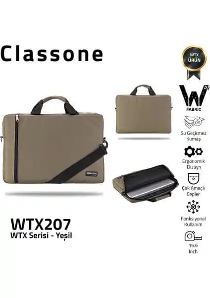 Classone WTX207 WTXpro Serisi Su Geçirmez 15.6 İnç Laptop El Çantası Şık ve Fonksiyonel Tasarım