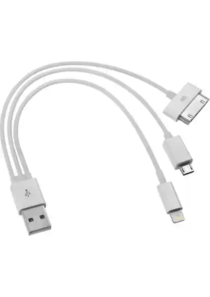 Codegen Çok Fonksiyonlu Apple iPhone Uyumlu 30 Pin / 8 Pin / Micro USB Şarj Kablosu