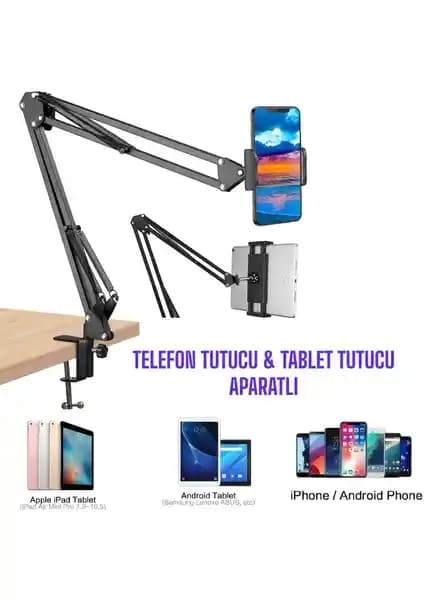 Enshall Esnek Uzun Kollu 360 Derece Dönebilen Masa Tutucusu ve Sabitleyici