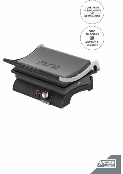 Feris Döküm Tost Makinesi Antrasit Renkli Güçlü Motor ve Geniş Kapasiteyle Modern Tasarım