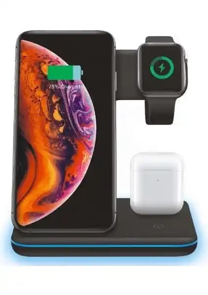 Hzl 3ü 1 Arada Hızlı Şarj Özellikli Şarj Standı Modern ve Çok Fonksiyonlu Tasarım