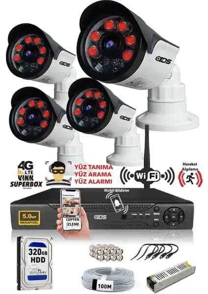 IDS 4 Kameralı Güvenlik Kamerası Seti Yüksek Çözünürlük ve Dayanıklılık Sağlar