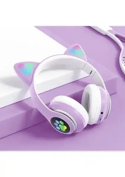 Kalavika LED Işıklı Kedi Kulak Bluetooth Kablosuz Kulaklık Modern Tasarım ve Teknoloji
