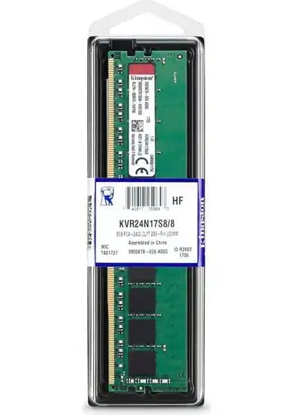 Kingston 8GB DDR4 2400MHz Masaüstü Bellek Performans ve Güvenilirlik Sunar