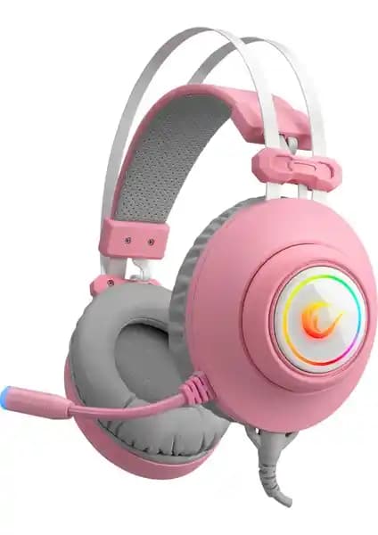 Rampage RM-K1 PULSAR Pembe USB Oyun Kulaklığı Yüksek Ses Kalitesi ve RGB Efektleri ile