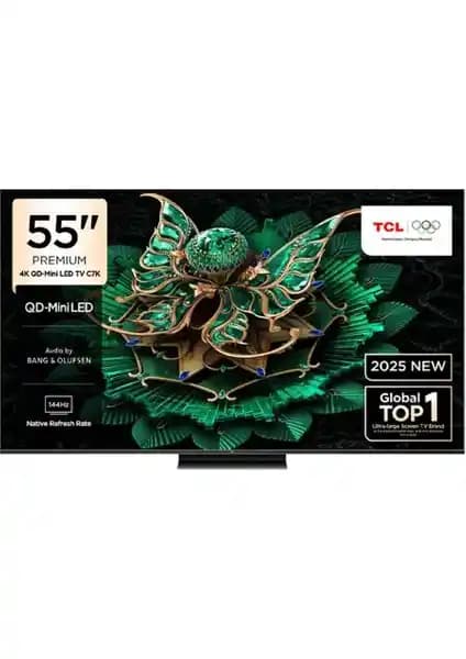 TCL 55C7K 55 İnç 4K Ultra HD Mini LED Google Akıllı Uydu Alıcılı Televizyon