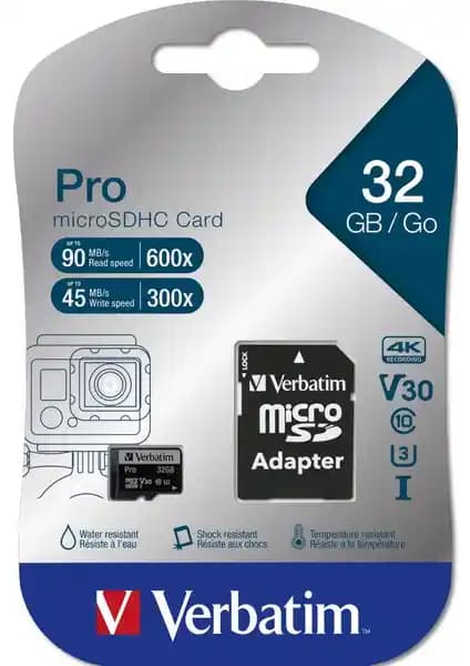 Verbatim Micro SDHC 32GB Pro Class 10 Hafıza Kartı Yüksek Performans ve Güvenilirlik