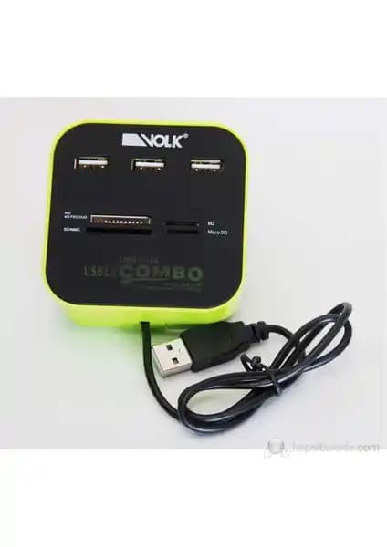 Volk CB26 USB Combo 3 Port Hub ve Kart Okuyucu: Çok Yönlü ve Güçlü Bağlantı Çözümü