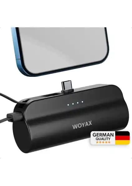 Woyax By Deji Type-C Siyah Powerbank Günlük Kullanım İçin Taşınabilir Şarj Cihazı