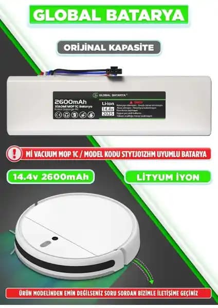 Xiaomi Mi Vacuum Mop 1c 2-in-1 Akıllı Robot Süpürge Bataryası Güç ve Güvenilirlik Sunar