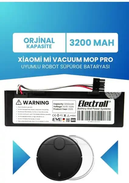 Xiaomi Mi Vacuum Mop Pro için Orijinal 3200mAh Batarya Uyumlu ve Güçlü Performans