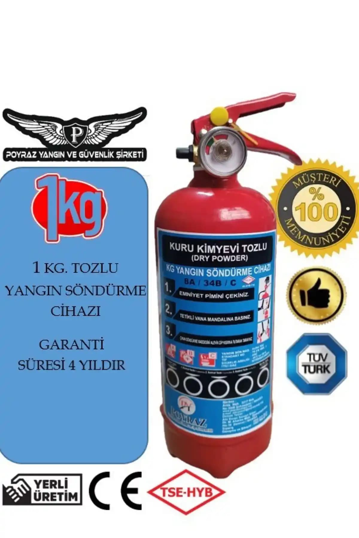 Poyraz Yangın Tüpü Sondurucu Karşılaştırması 1 Kg ve 2 Kg Modelleri