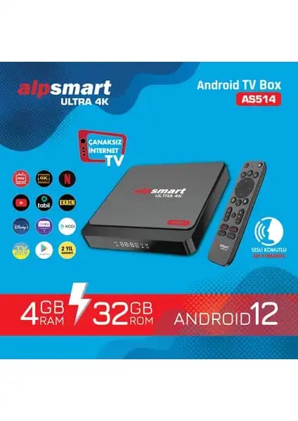 Alpsmart AS514 4G/32G Android TV Kutusu ile Yüksek Kaliteli Eğlence Deneyimi