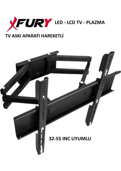 Fury Hareketli LCD ve LED Televizyon Duvar Askı Aparatı 32-55 inç uyumlu dayanıklı çözüm