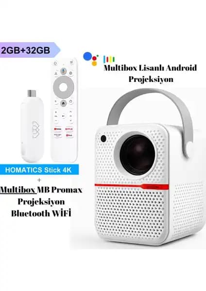 Homatics 4K TV Stick ve Multibox MB Promax 4/64 Projeksiyon Seti ile Ev Sinema Deneyimini Yeniden Keşfedin