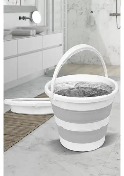 Meleni Home Pratik Akordiyon Katlanabilir Su Kovası 12,8 L, Kullanışlı ve Yenilikçi Tasarım
