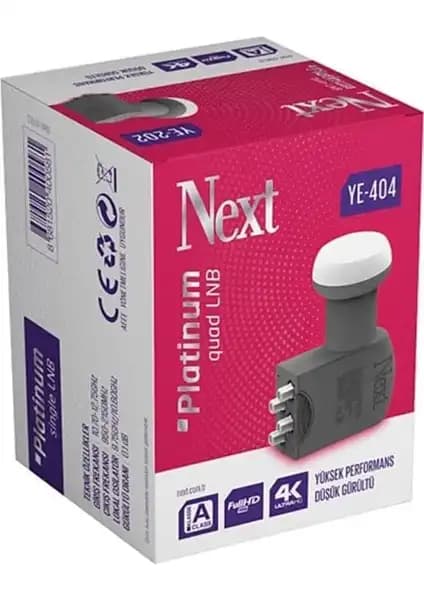 Nextstar Next YE-404 Platinum Quad 4'lü LNB ile yüksek kaliteli uydu yayınları