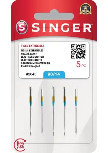 Singer 14 Numara Penye Jarse ve Esnek Kumaşlar İçin Yüksek Performanslı Iğne Seti