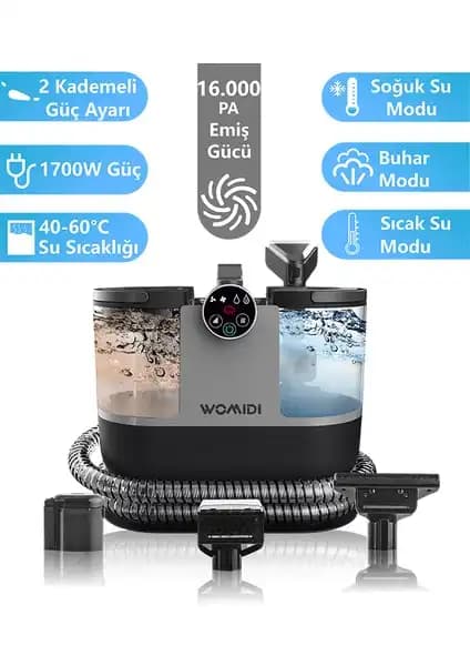 Womidi DY-506F Buhar Fonksiyonlu Dijital Ekran Halı ve Koltuk Yıkama Makinesi