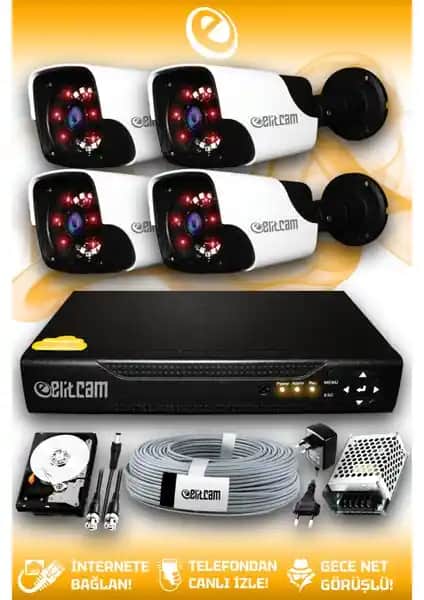 Elitcam Panda 4 Kamera Güvenlik Sistemi Yüksek Çözünürlük ve Dayanıklılık Özellikleriyle
