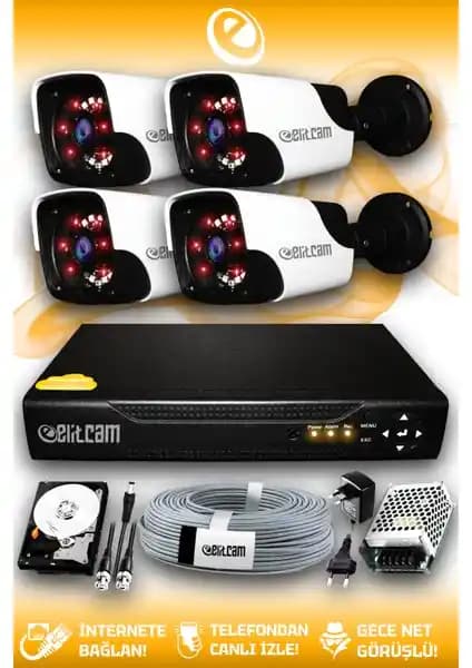Elitcam Panda 4 Kamera Güvenlik Sistemi Yüksek Çözünürlük ve Dayanıklılık Özellikleriyle