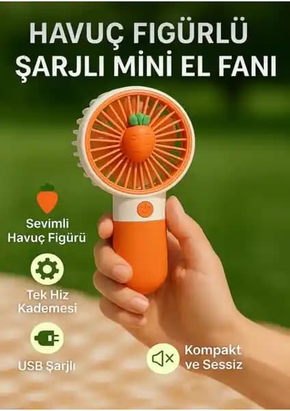 Sevimli Meyve Figürlü Şarjlı Mini El ve Masa Fanı Yaz İçin Pratik Serinlik Çözümü