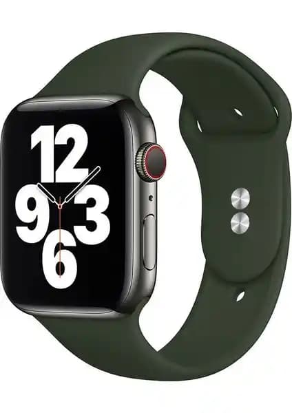 Bilişim Aksesuar 42-44 mm M/L Apple Watch Silikon Kordon Kayış Koyu Yeşil