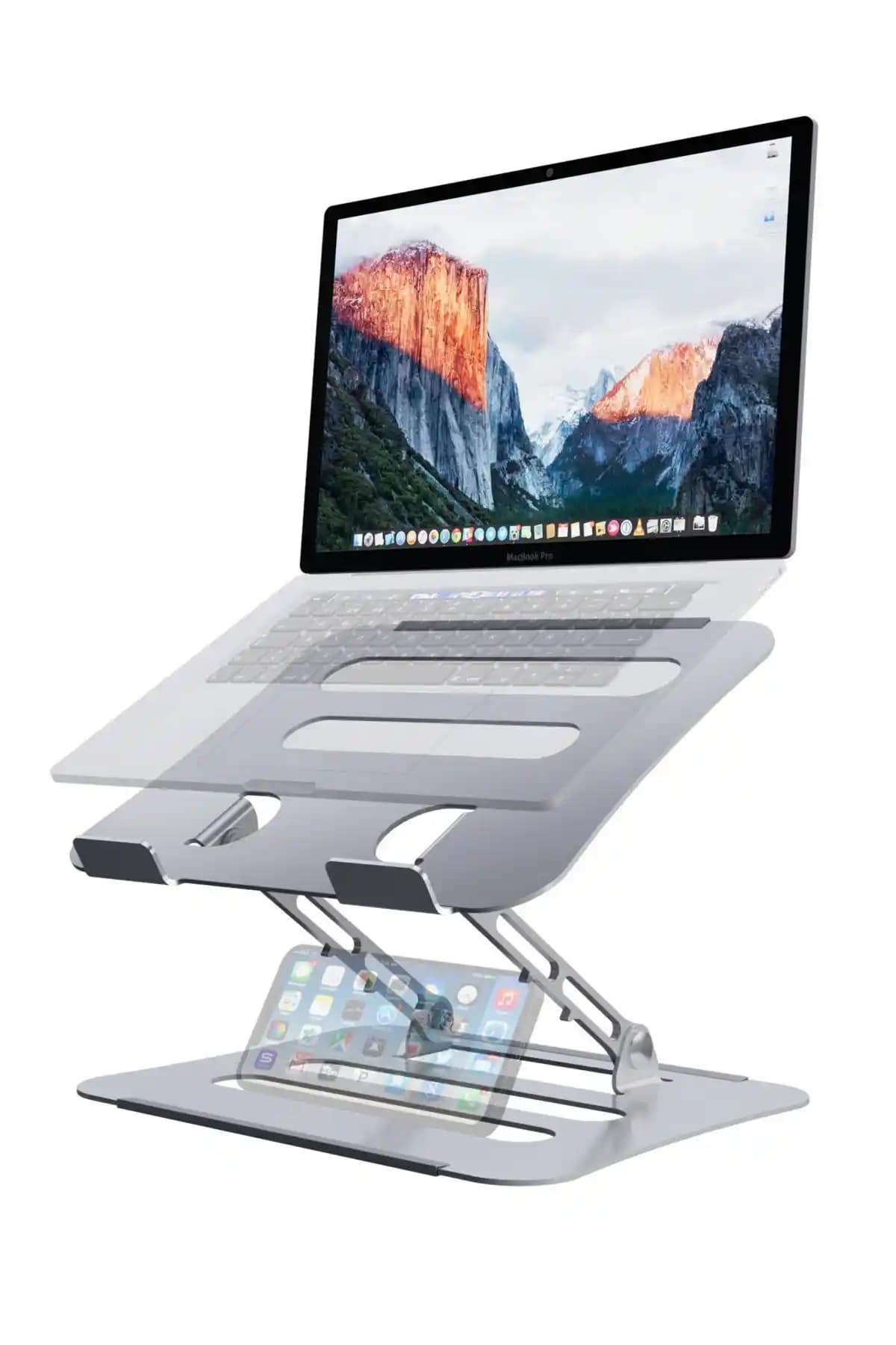Jön Metal Katlanabilir Telefon Tutuculu Laptop Standı 10-17.3 inç uyumlu ergonomik tasarım
