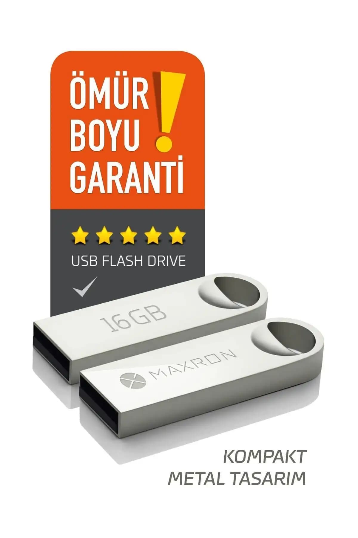 Maxron 16 GB Metal Gövdeli USB Bellek: Dayanıklı ve Şık Taşınabilir Depolama Çözümü