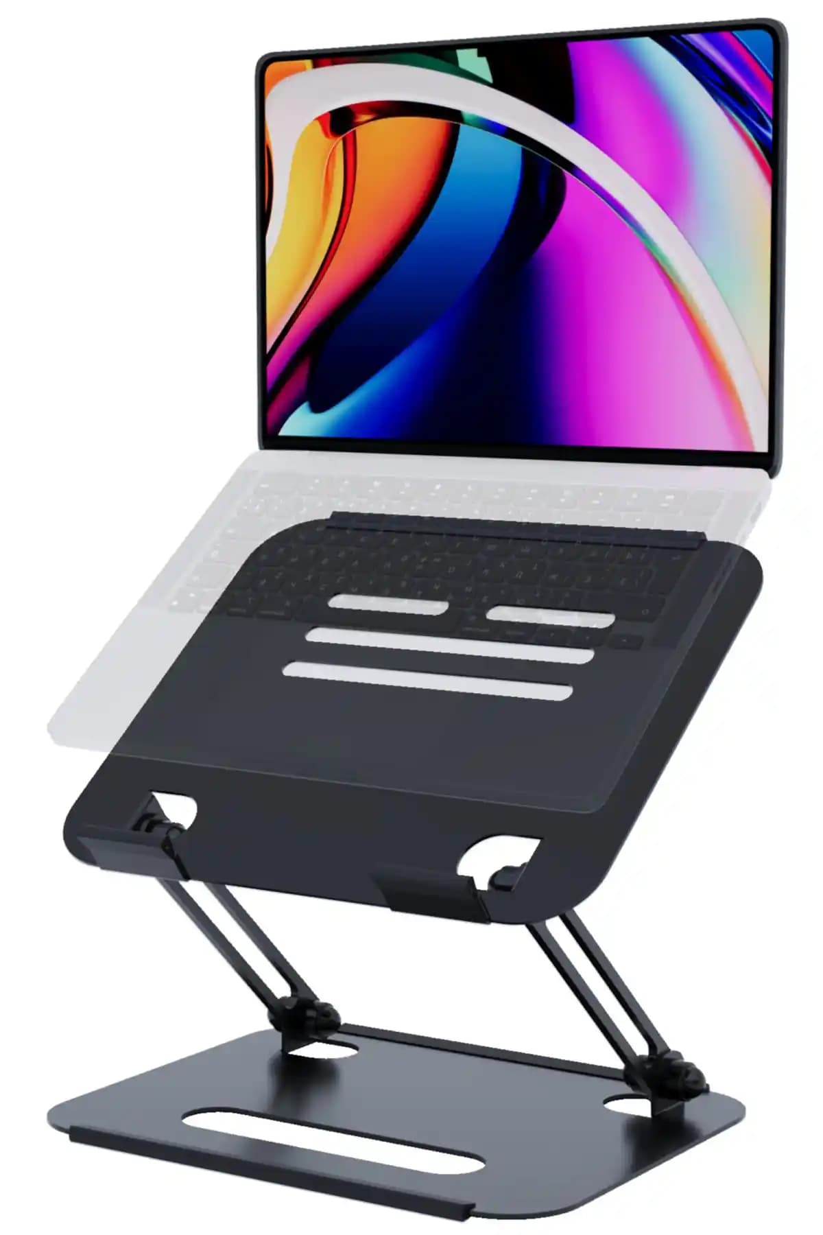 Mufamet Basic 2 ile Uyumlu Metal Katlanabilir Laptop Standı Ergonomik ve Dayanıklı Tasarım