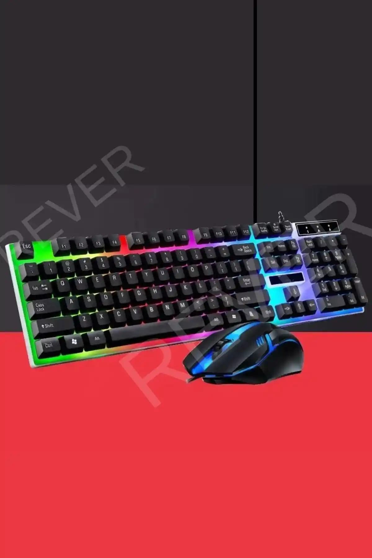 Rever Led Işıklı Gaming Klavye ve Mouse Seti: Modern ve Dayanıklı Oyun Ekipmanı