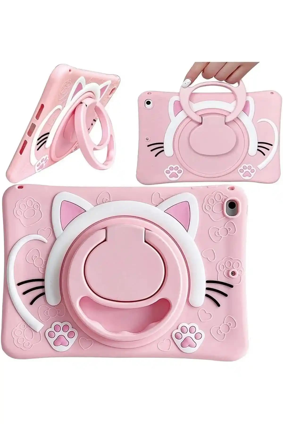 Samsung Galaxy Tab A7 Lite için Kedi Temalı Koruyucu ve Pratik Kullanım Özelliklerine Sahip Kılıf