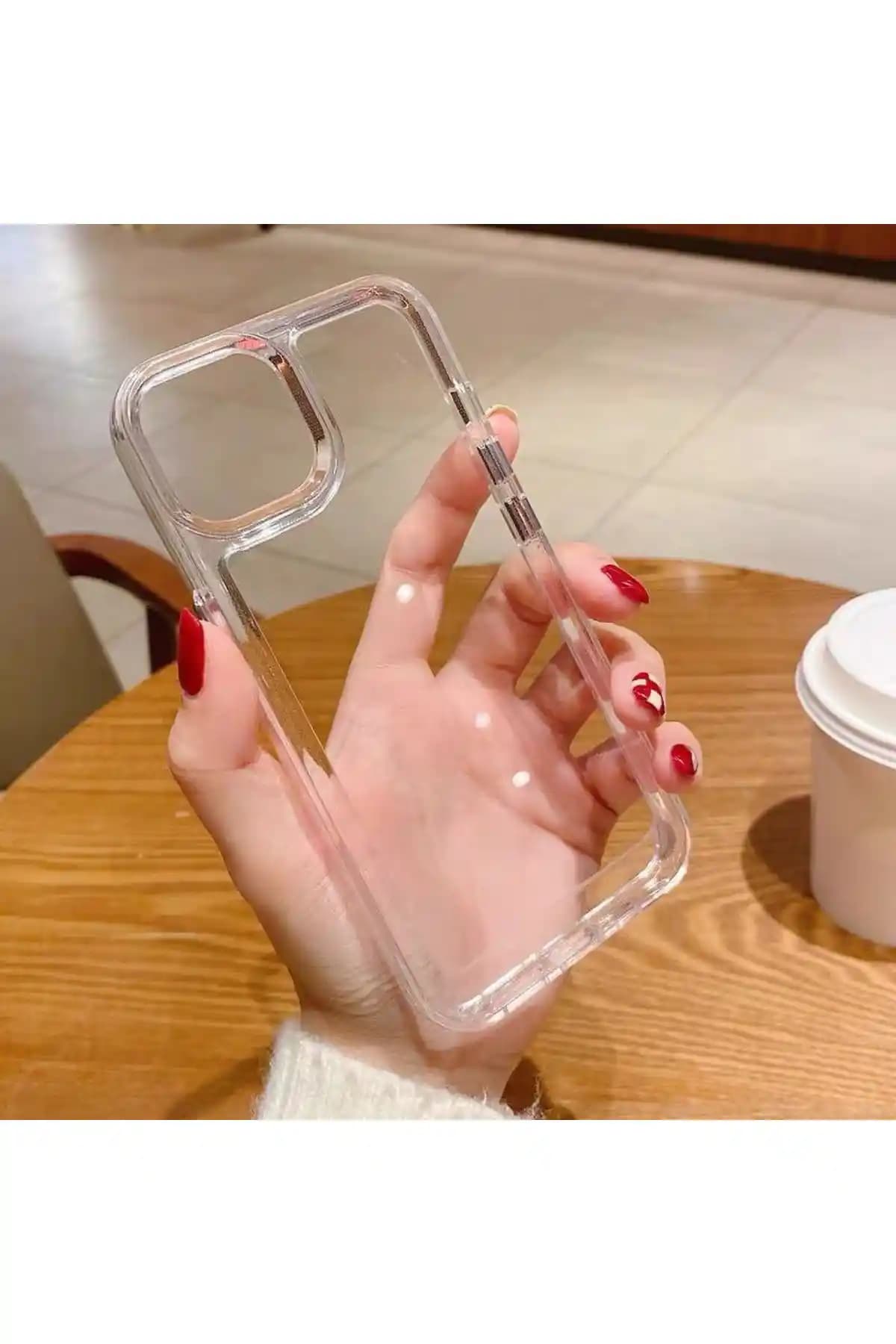 EDELFU iPhone 14 Pro Max Sararmaz Mika Kapak Arkası Sert Yanları ile Güçlü Koruma