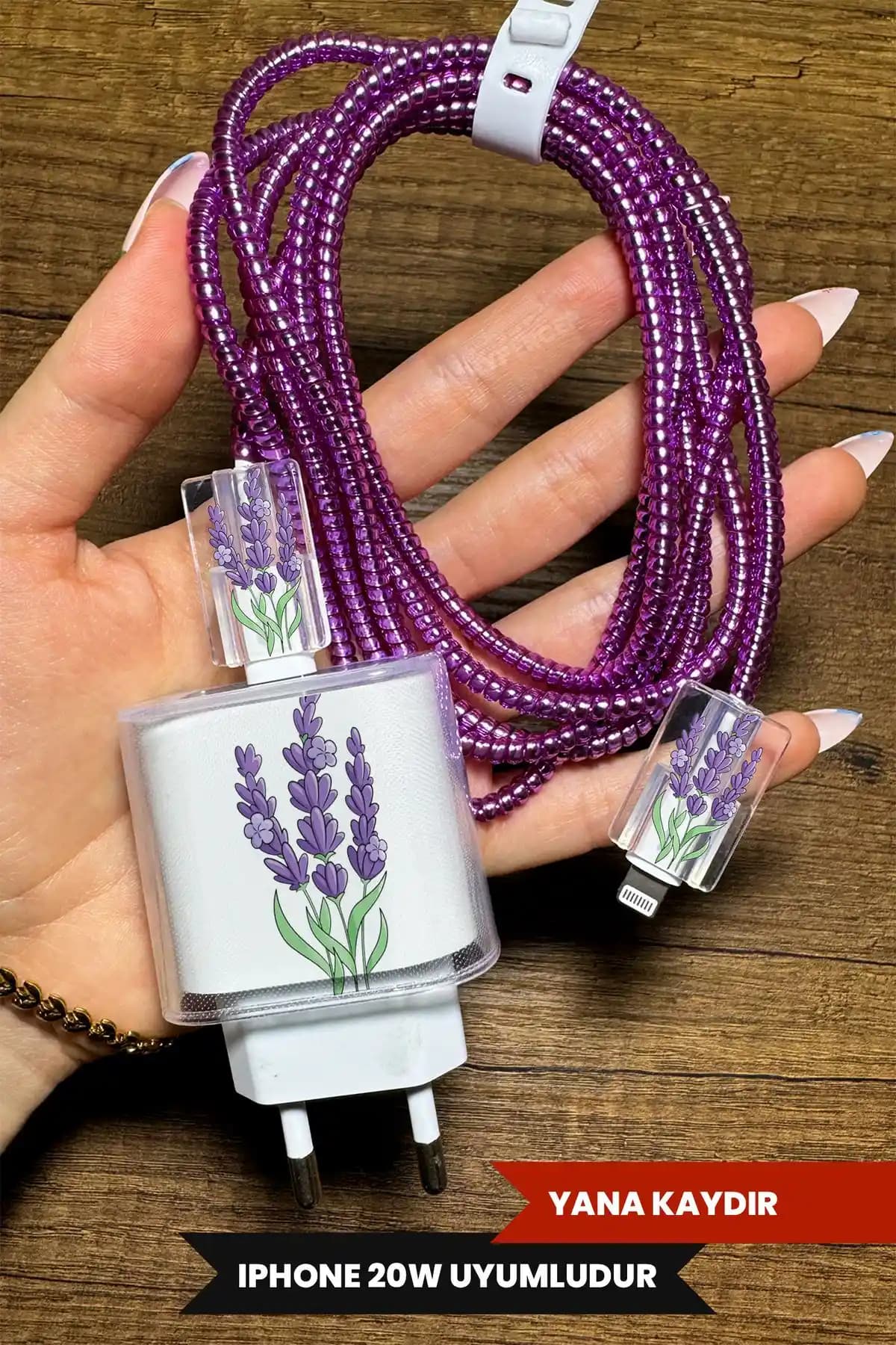 WANNA PROTECT 5'li Şeffaf Kablo Koruyucu Seti iPhone 18W/20W Adaptörleriyle Uyumlu