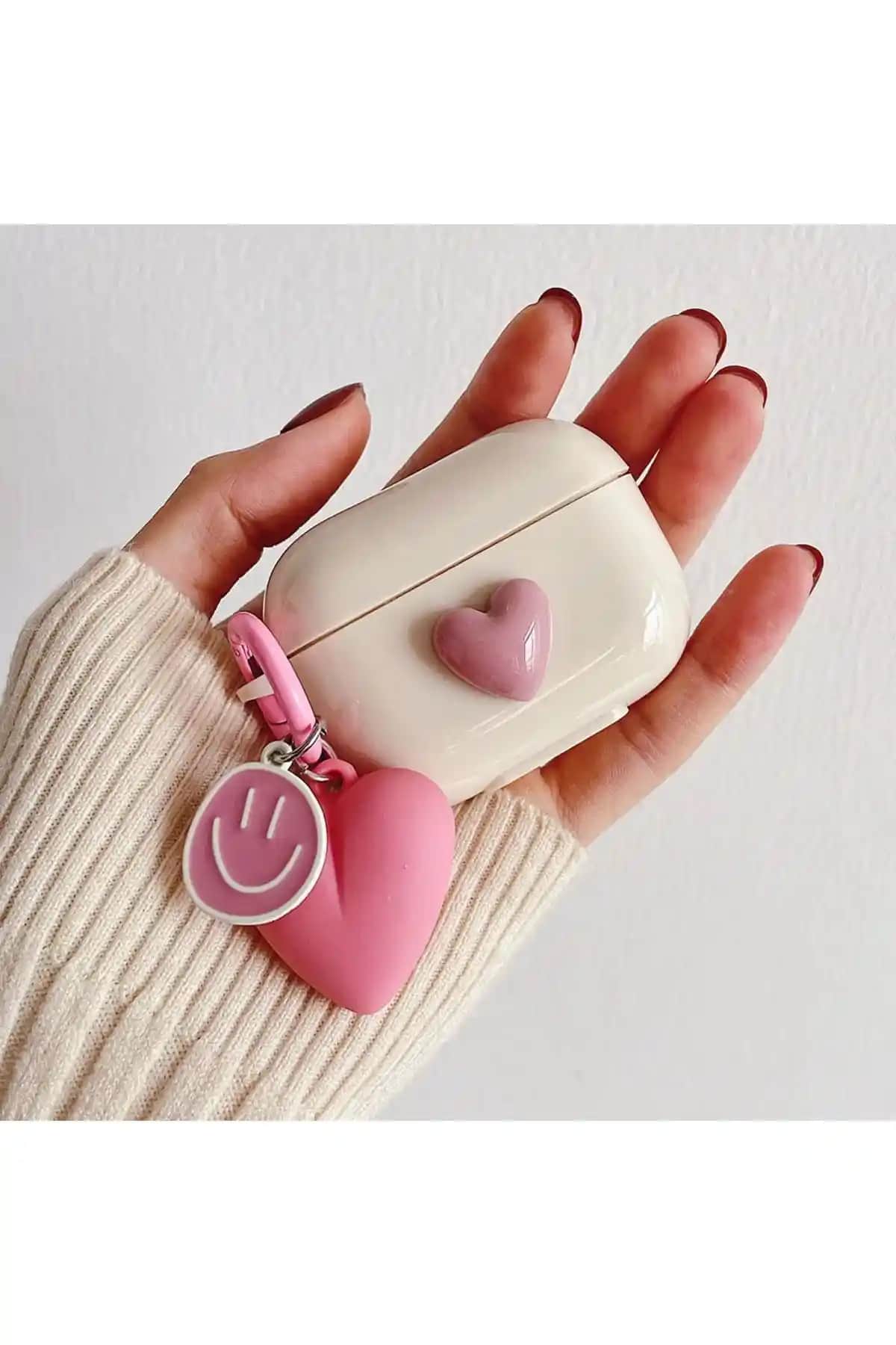KVK PRİVACY Roze Kalp Kopçalı Kulaklık Kılıfı Apple AirPods Pro 2 Uyumlu Şık ve Koruyucu Tasarım